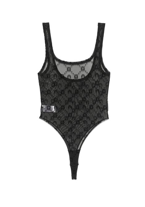 body moonogram mesh flock squareneck donna nero MARINE SERRE | WUW061ACJER0005BK99